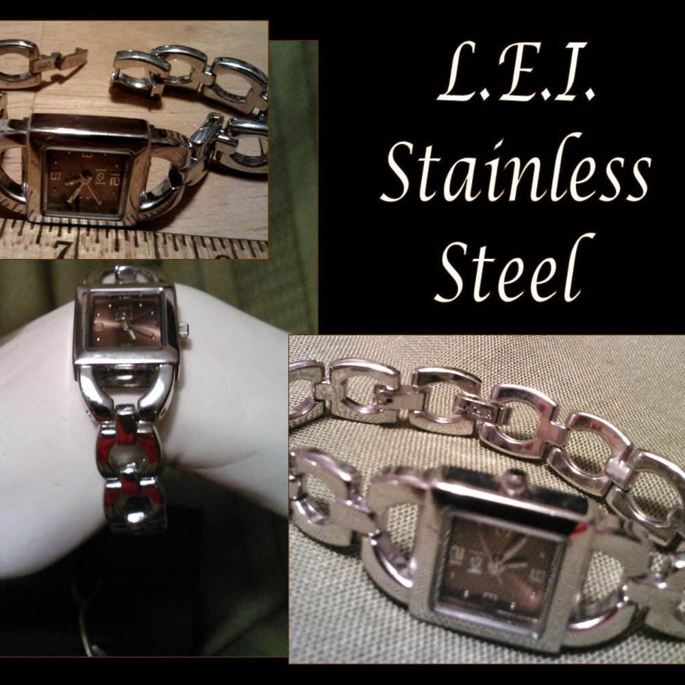 pre owned L.E.I. Stainless steel silver tone link SHIPS FREE